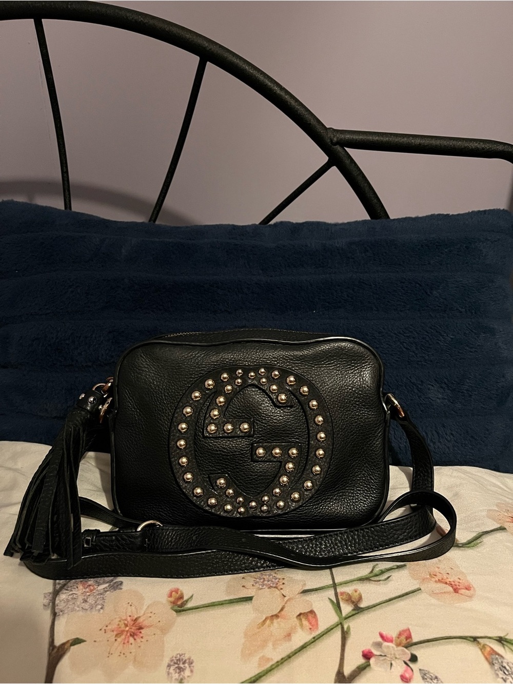 Gucci Studded Logo Soho Crossbody Bag with Tassel